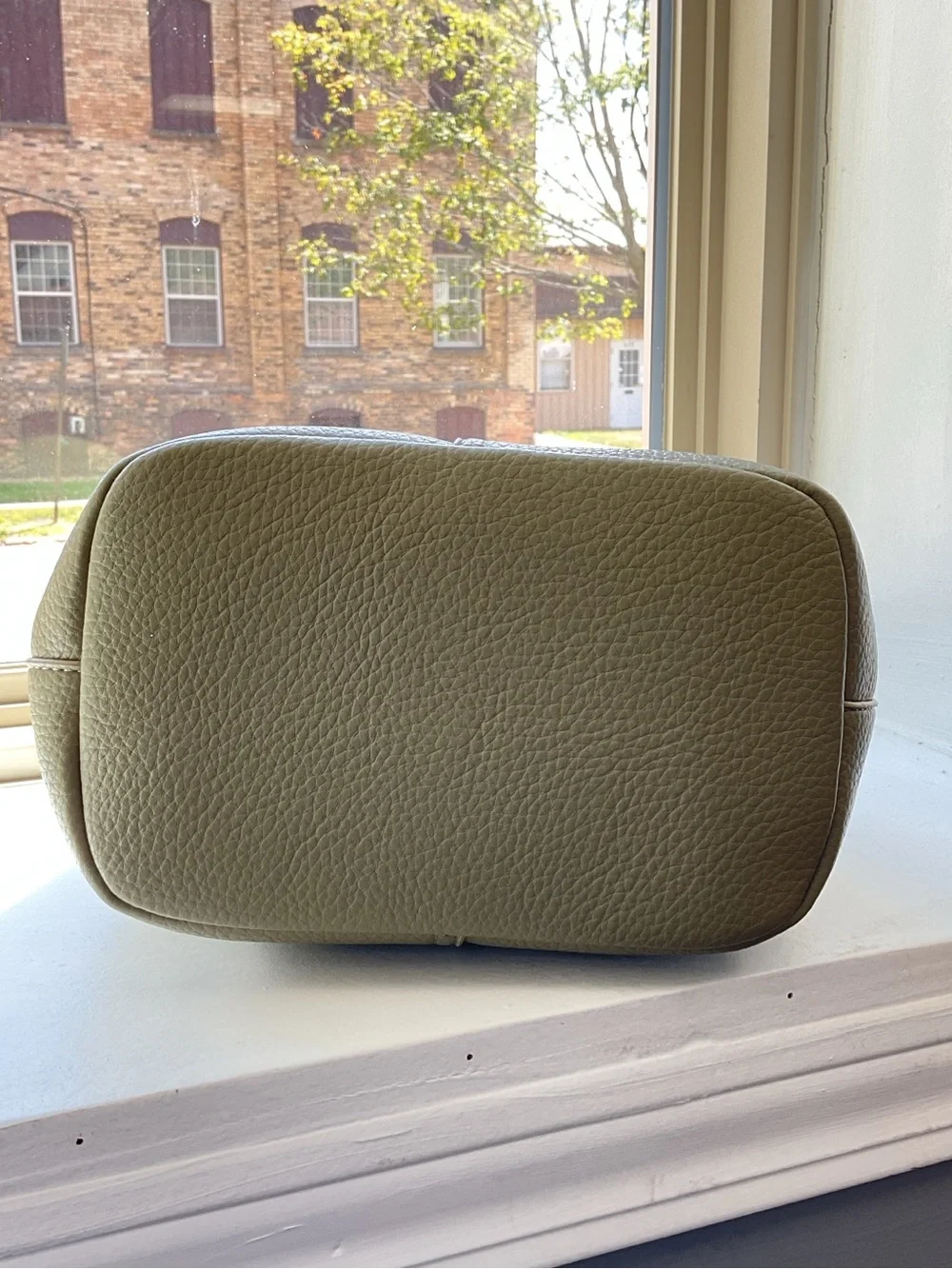 Olive Green Pebbled Leather Hobo Bag